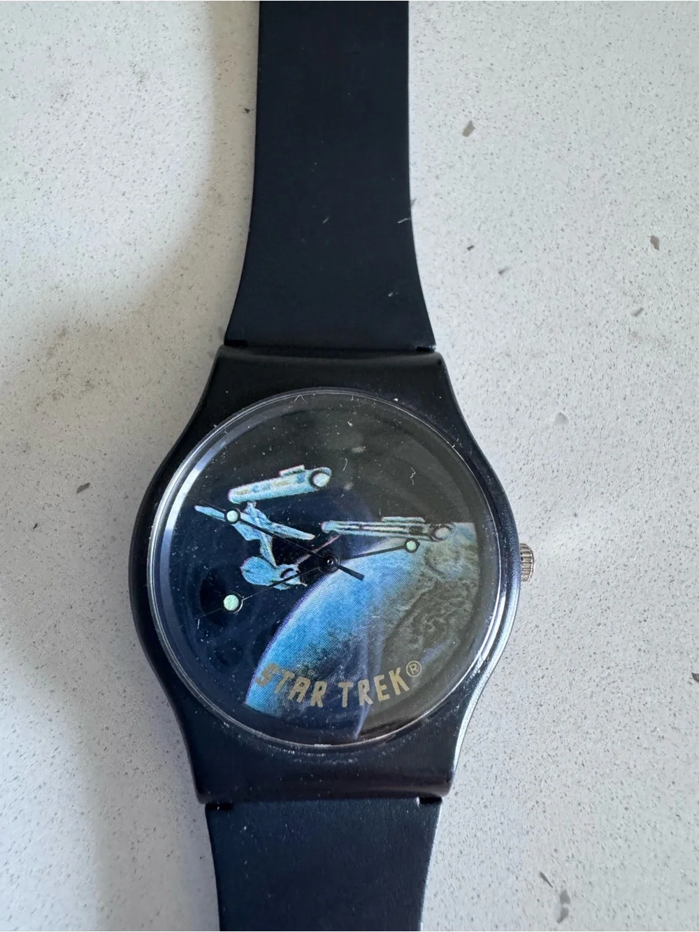 Vintage 1990s Star Trek U.S.S. Enterprise wrist watch - Rubber Band